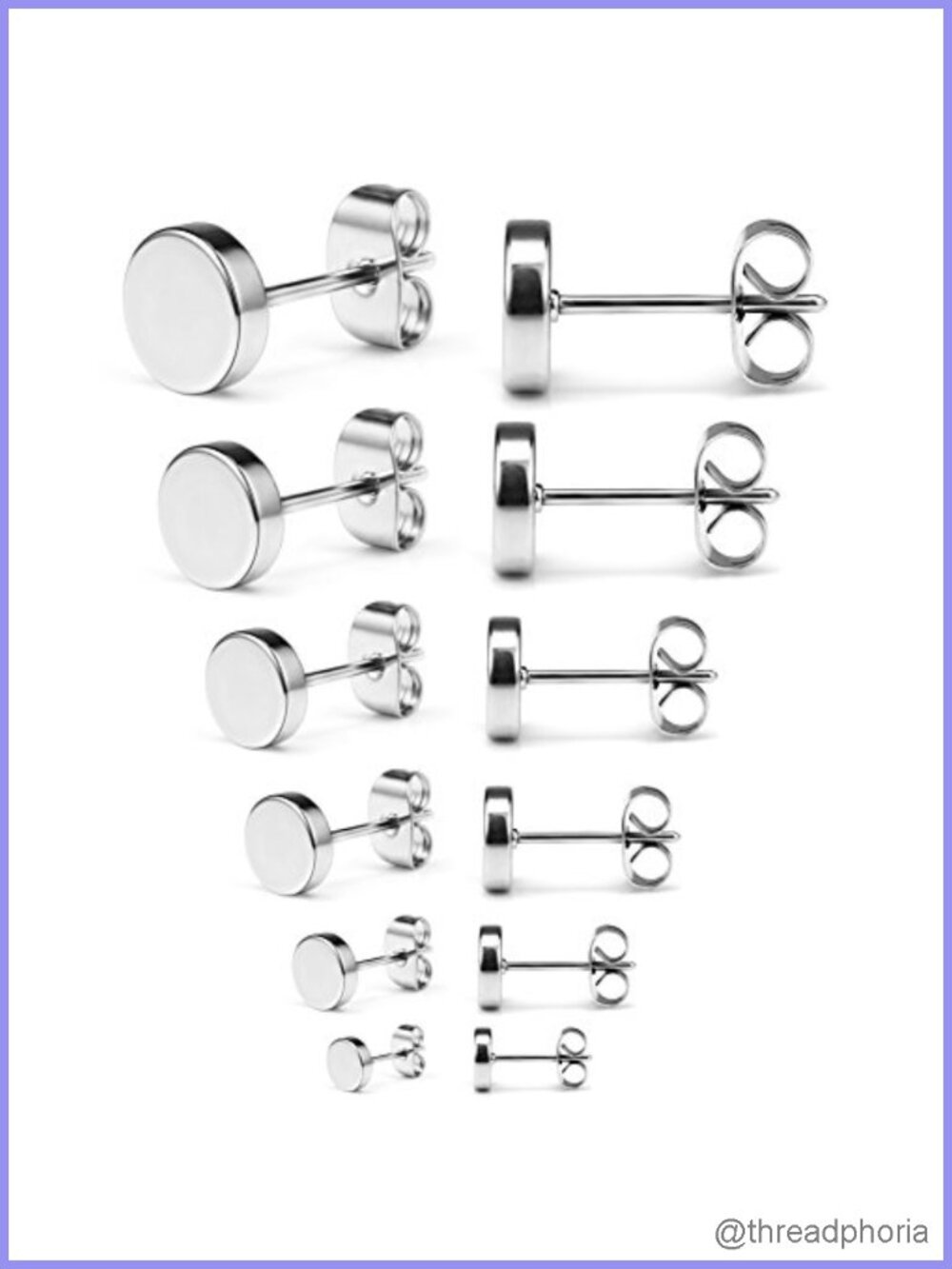 20G Stainless Steel CZ Ball Flat Top Stud Earrings Set for Men Women Barbell